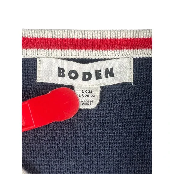 Boden Navy Cardigan Sweater Anchor Gold Buttons Nautical Trim Preppy US 20-22‎ - Picture 4 of 10